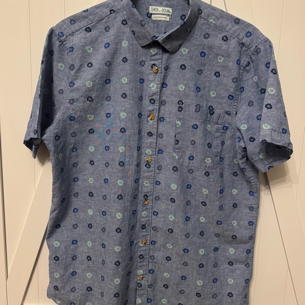 Blue and Green Patterned Shirt